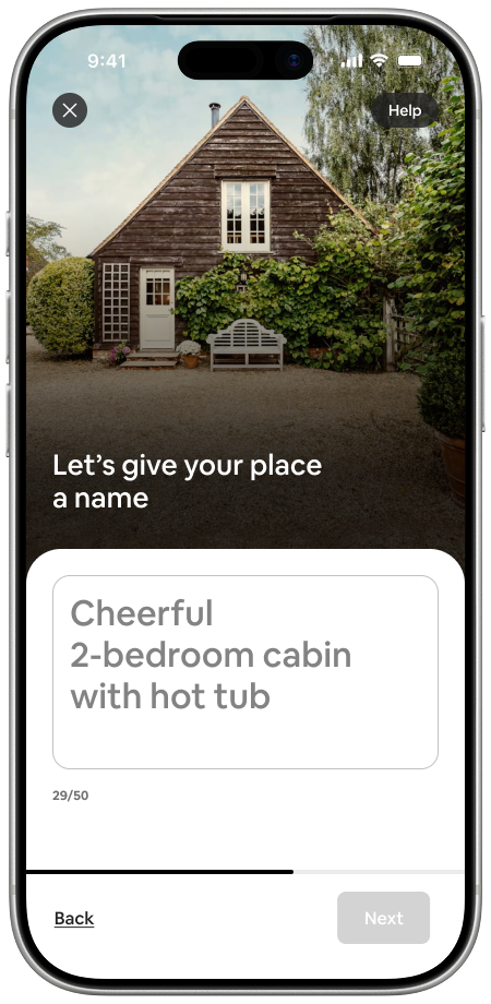 Listing setup flow on iPhone