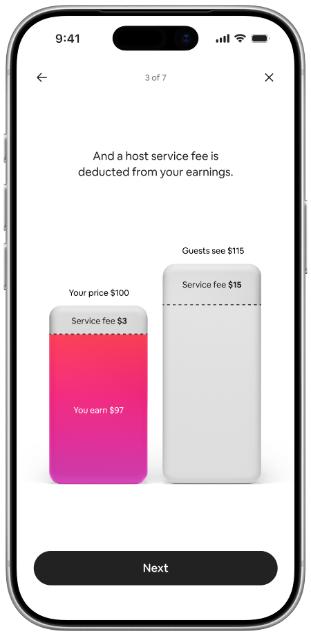 Host earnings chart on iPhone